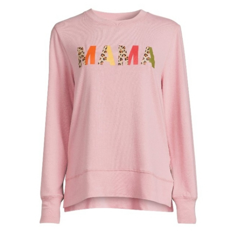 Positivitees Momma Colorblock Sweatshirt Leopard Print Sz L